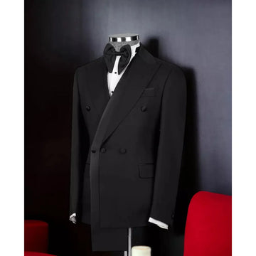 Aidase Luxury Black Double Breasted Men Suits Formal Wedding Tuxedo Gentlemen Blazer Homme High Quality 2 Piece Jacket Pants Set aidase-shop